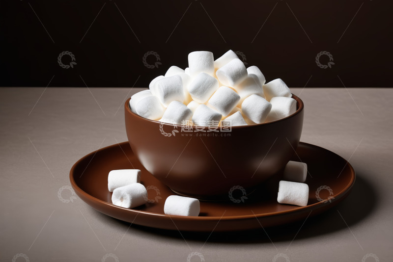 高清大图下载【趣麦麦图】棕色碗装棉花糖特写