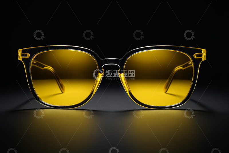 高清大图下载【趣麦麦图】时尚黄色镜片眼镜特写