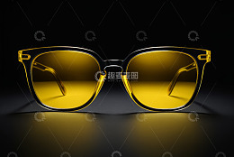 时尚黄色镜片眼镜特写