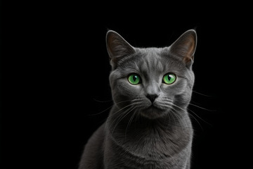 灰猫绿色眼睛特写