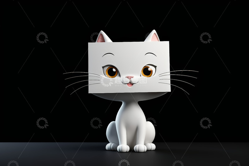 高清大图下载【趣麦麦图】卡通猫咪白色方块头形象