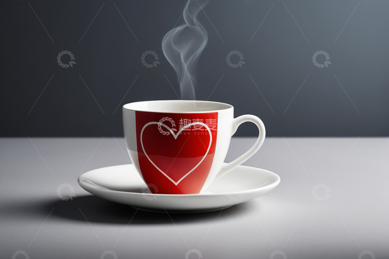 高清大图下载【趣麦麦图】红心图案咖啡杯热气腾腾