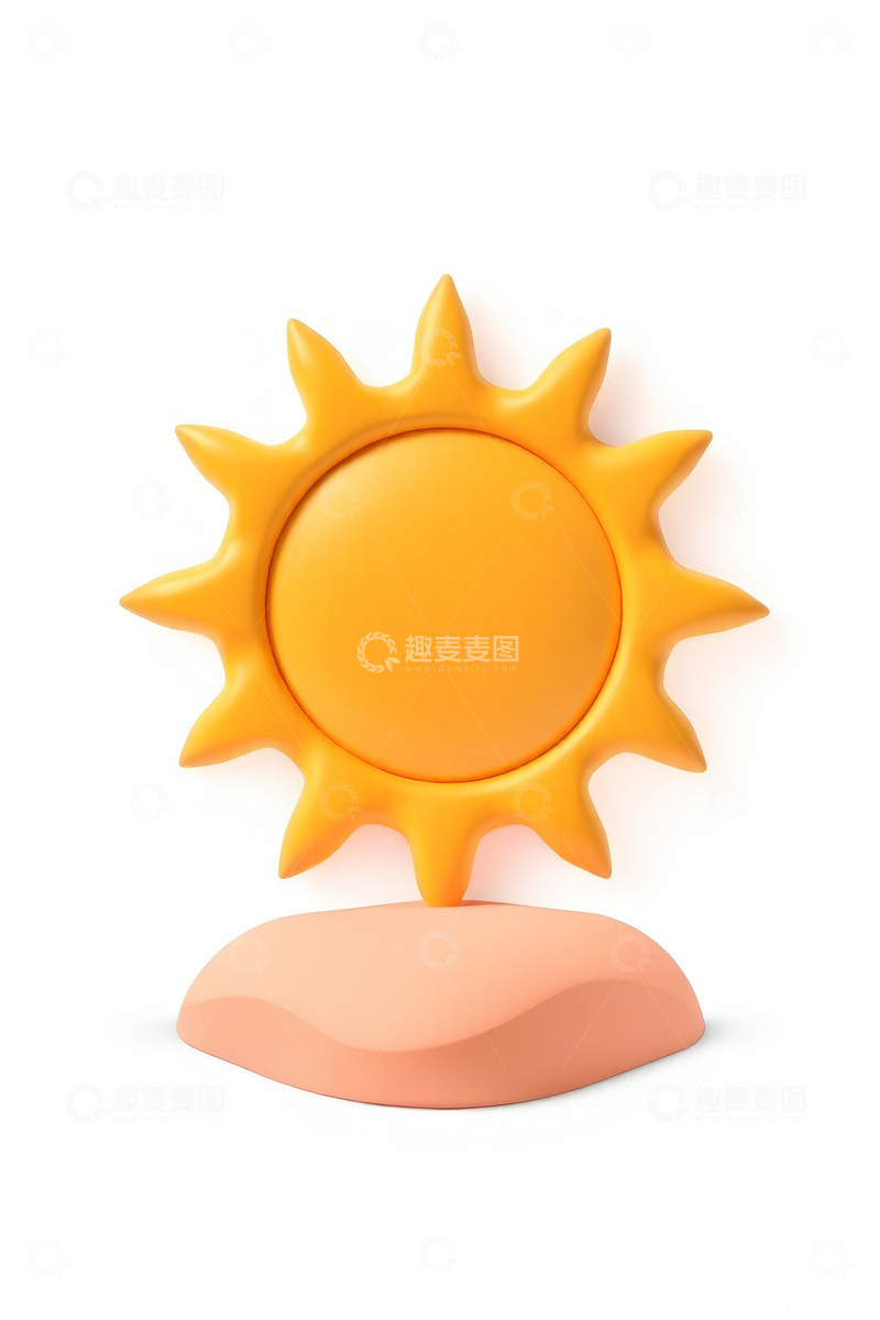 高清大图下载【趣麦麦图】卡通风格黄色太阳插图
