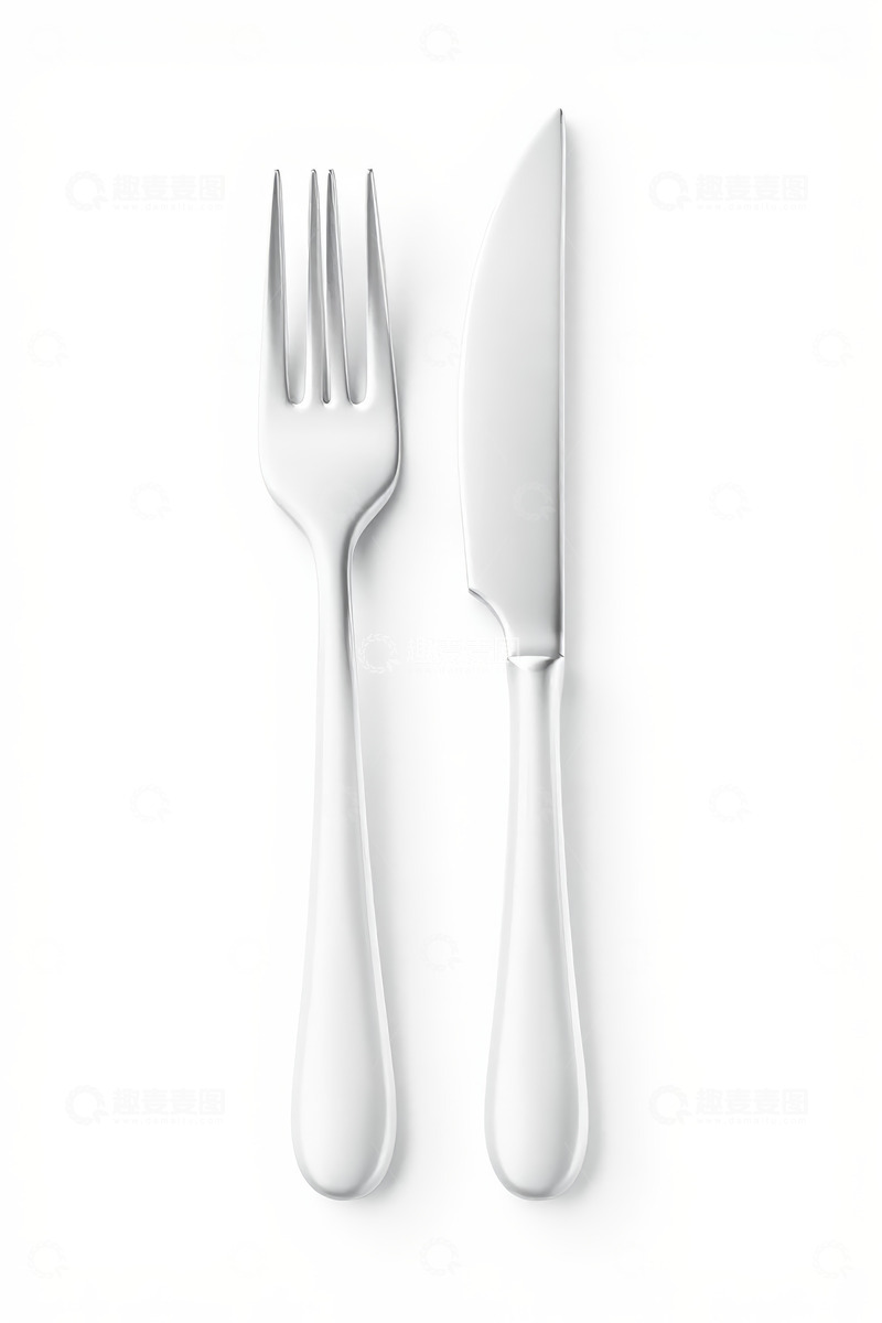 高清大图下载【趣麦麦图】白色背景上的刀叉餐具