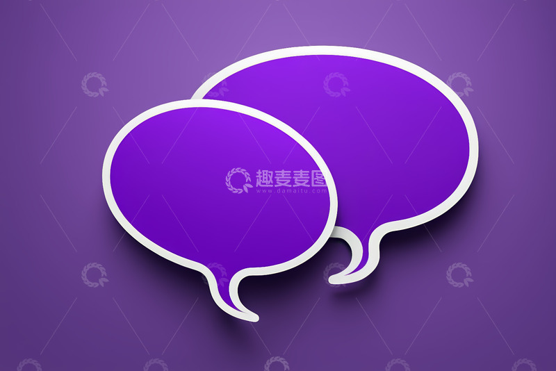 高清大图下载【趣麦麦图】紫色背景对话气泡插图