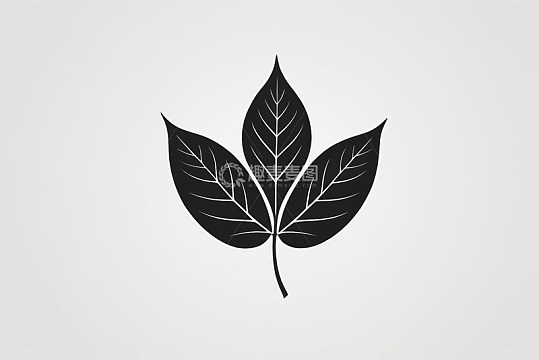 简约黑色三叶植物图案
