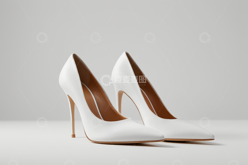 高清大图下载【趣麦麦图】白色尖头高跟女鞋展示