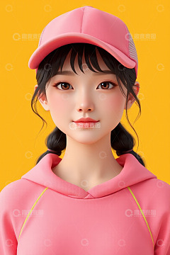 戴粉色帽子的女孩肖像