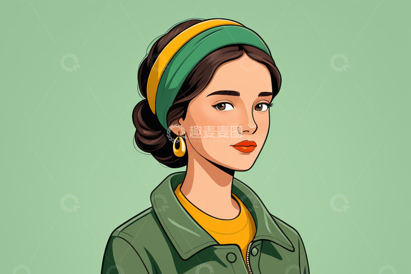 高清大图下载【趣麦麦图】时尚装扮女性肖像插画