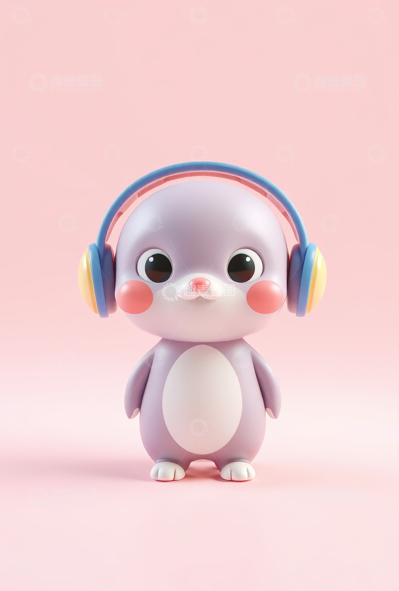 高清大图下载【趣麦麦图】戴耳机的可爱3D小动物形象