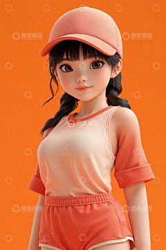 戴帽双马尾女孩动漫形象
