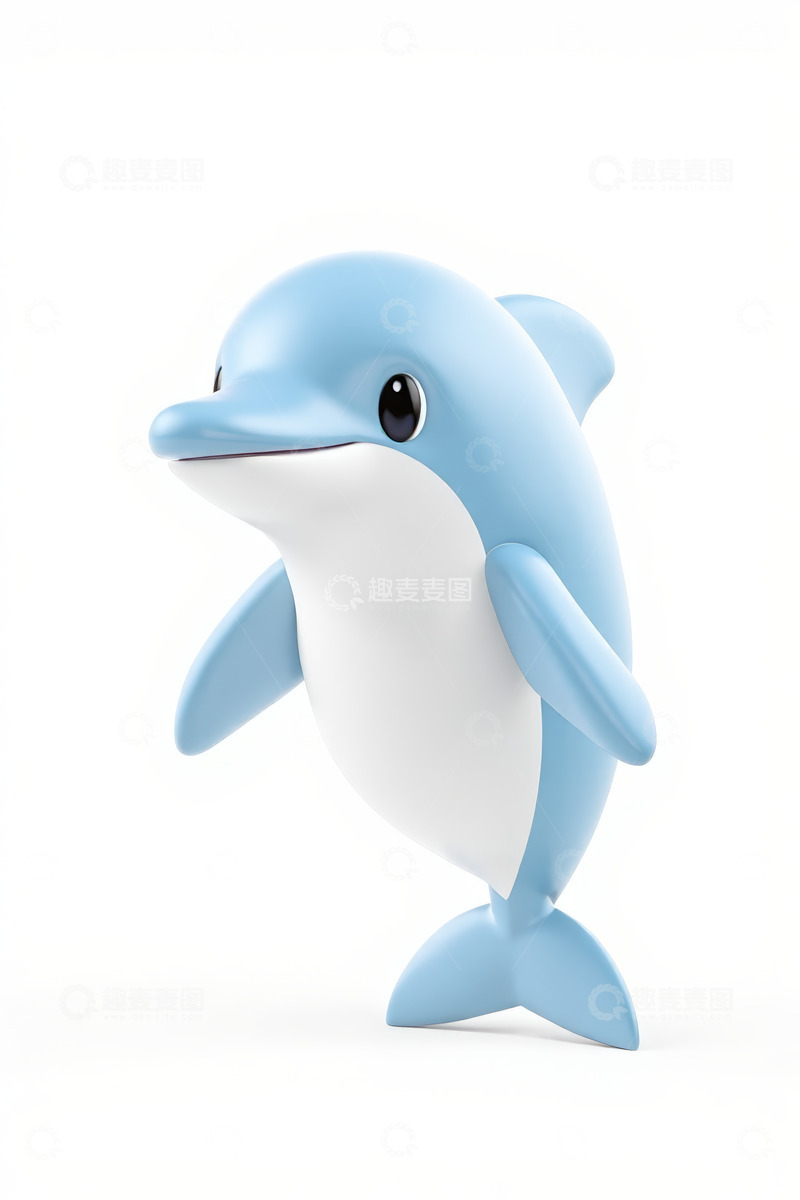 高清大图下载【趣麦麦图】蓝色卡通海豚形象素材