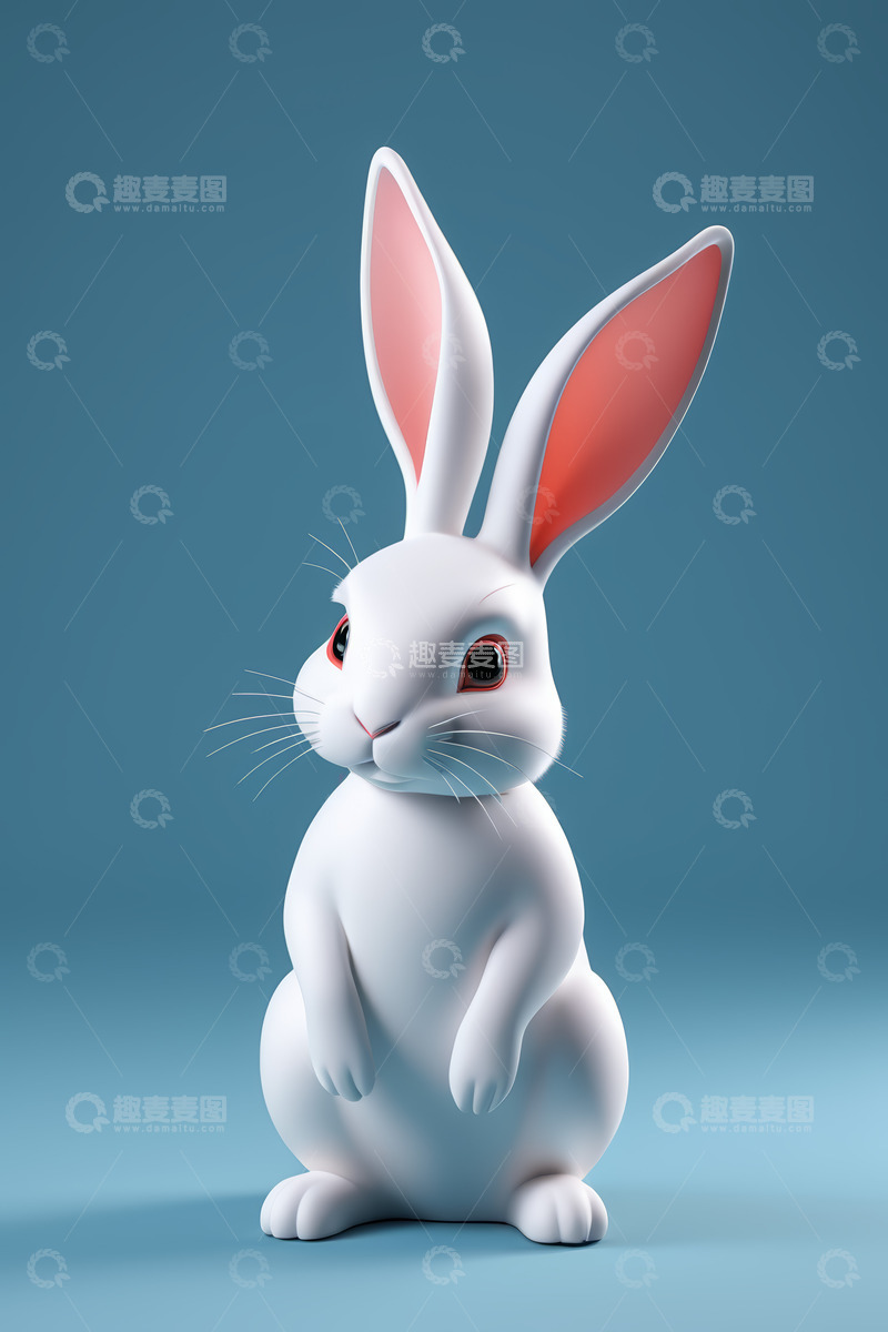 高清大图下载【趣麦麦图】站立的3D卡通白兔