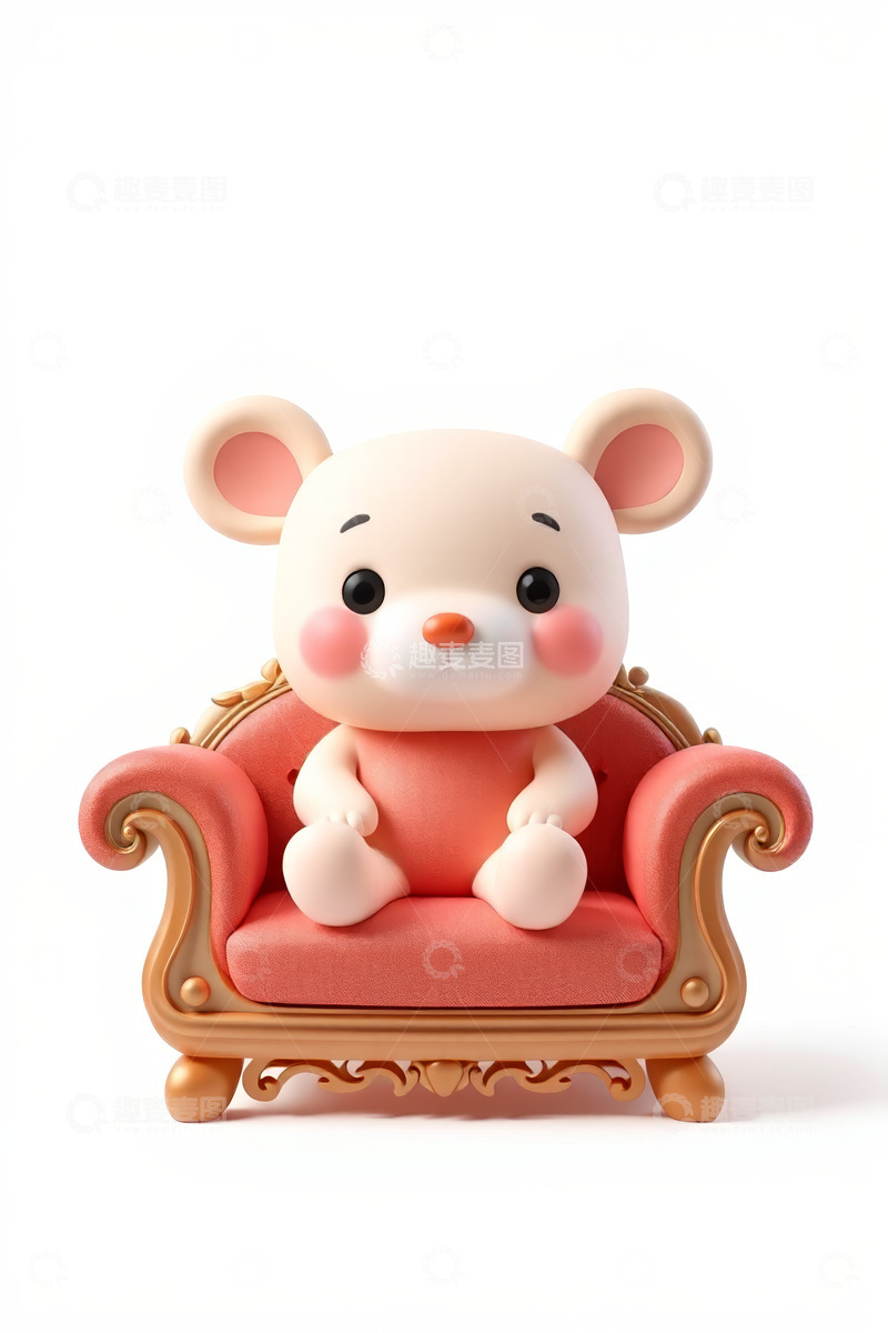 高清大图下载【趣麦麦图】可爱小熊坐在粉色沙发上