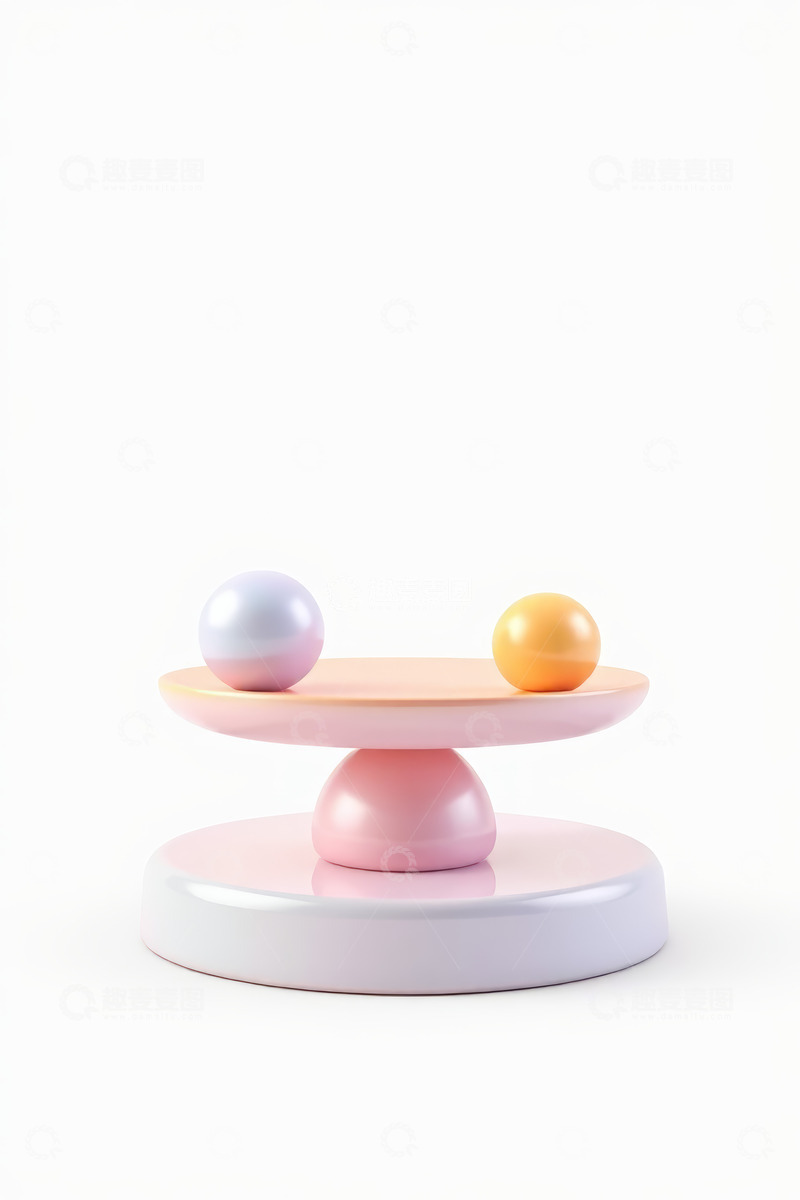高清大图下载【趣麦麦图】粉色底座上的双色圆球模型