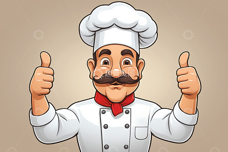 卡通厨师竖起双大拇指