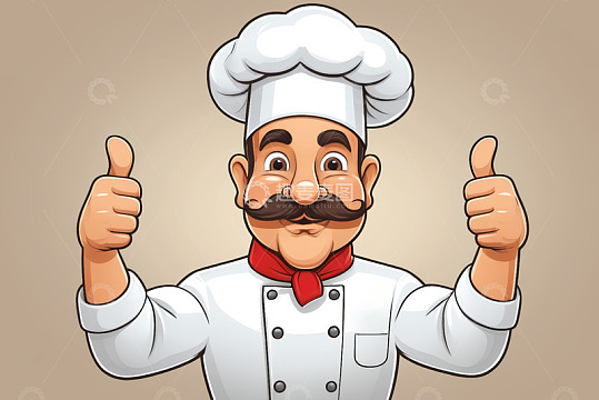卡通厨师竖起双大拇指
