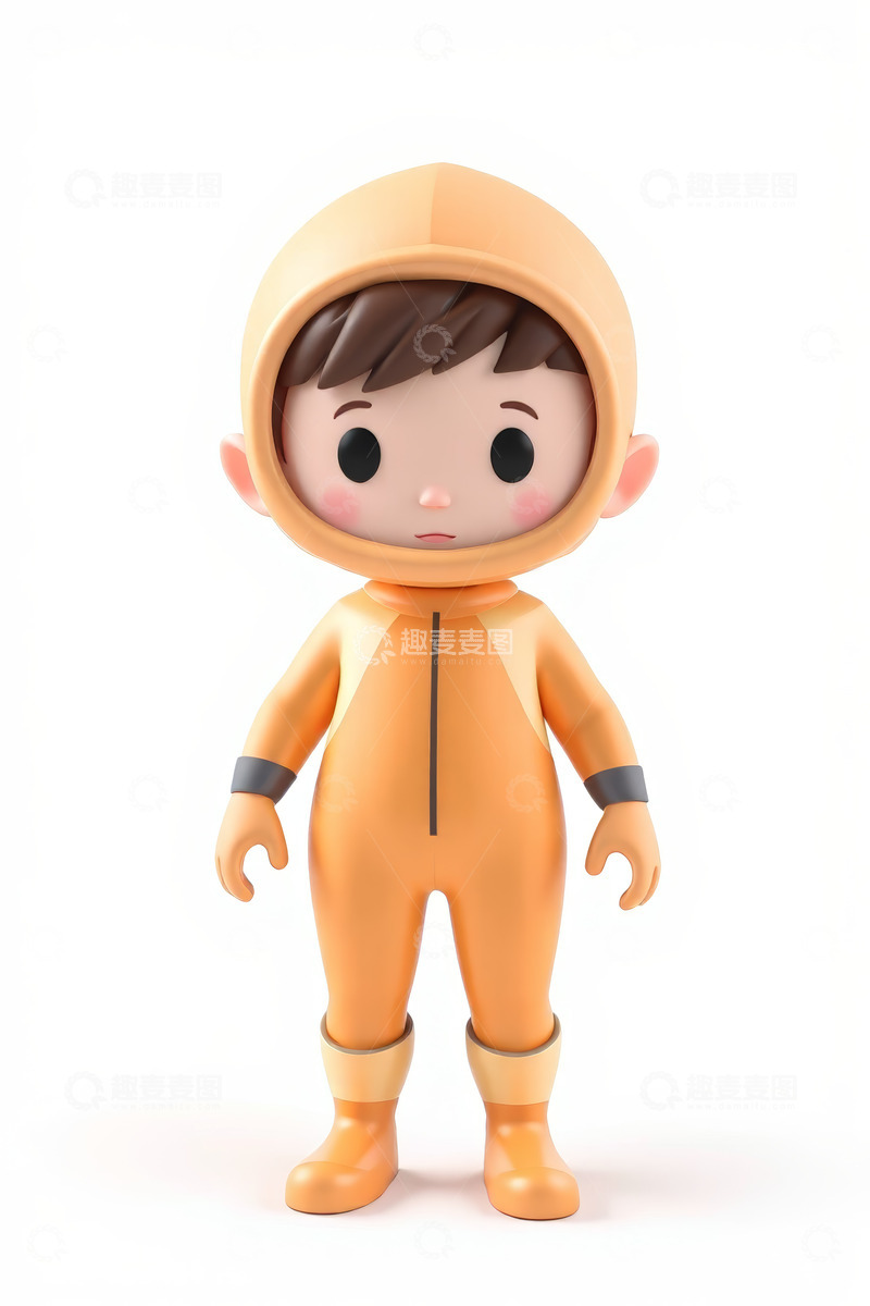 高清大图下载【趣麦麦图】橙色连体衣卡通小男孩形象