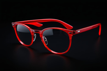 红色时尚眼镜特写