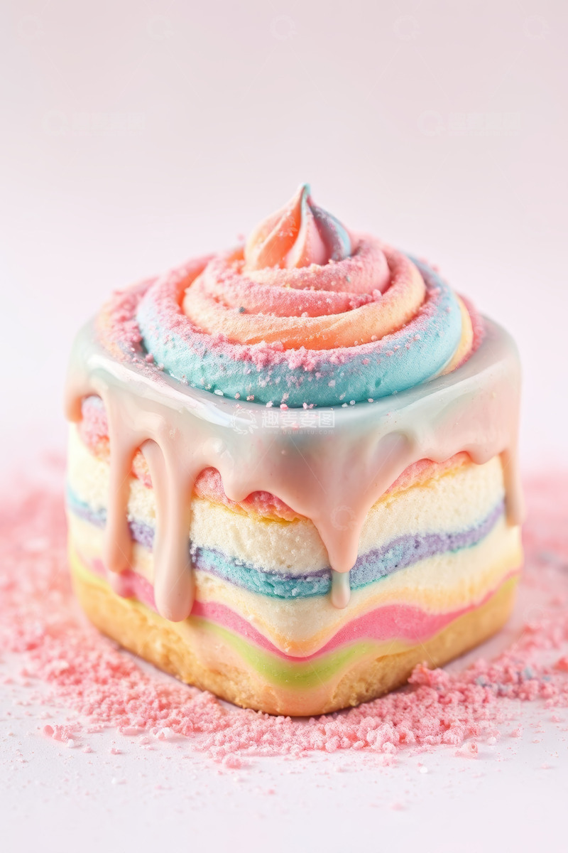 高清大图下载【趣麦麦图】多彩奶油装饰的多层蛋糕