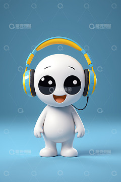 戴耳机的卡通小人形象素材