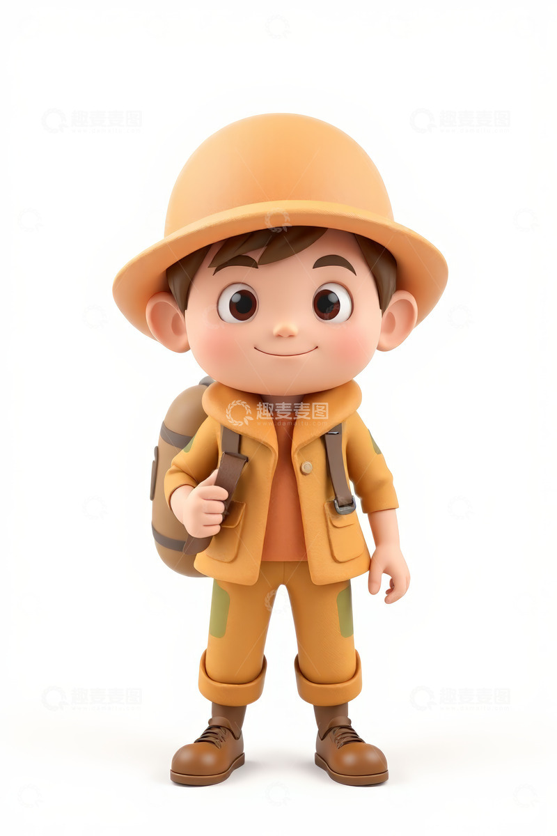 高清大图下载【趣麦麦图】卡通背包小探险家形象