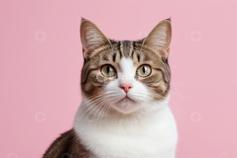 高清大图下载【趣麦麦图】粉背景前的猫咪特写