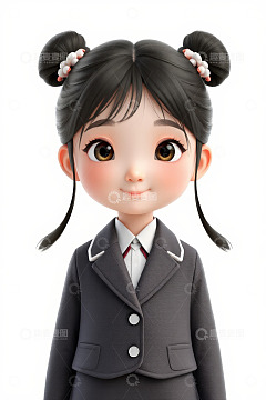穿着校服的卡通女孩形象