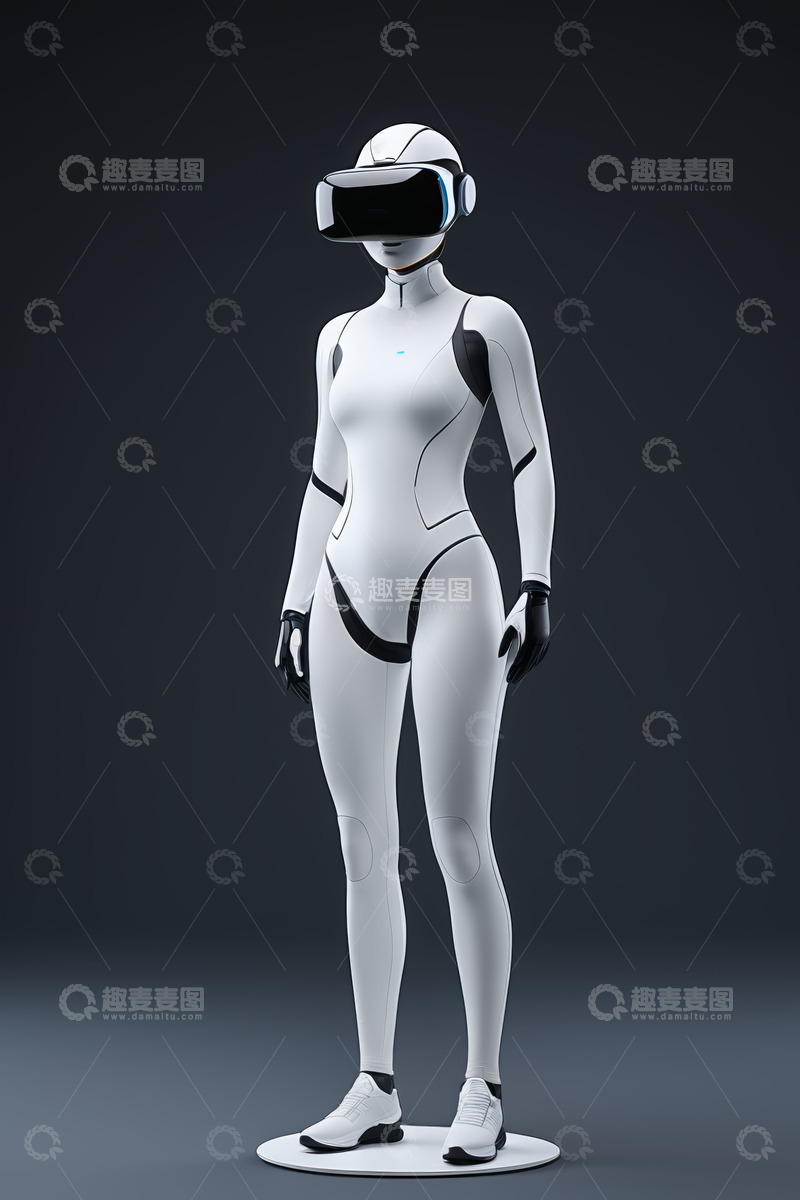 高清大图下载【趣麦麦图】穿戴VR设备的人形机器人