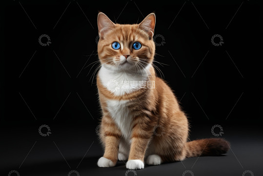 蓝眼橘白相间猫咪特写