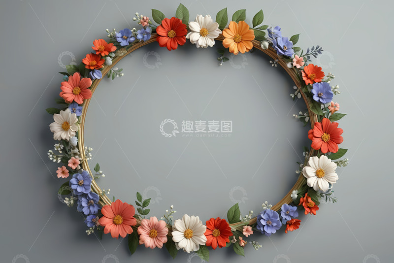 高清大图下载【趣麦麦图】多彩花朵装饰框架