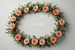 浅粉色玫瑰花环特写