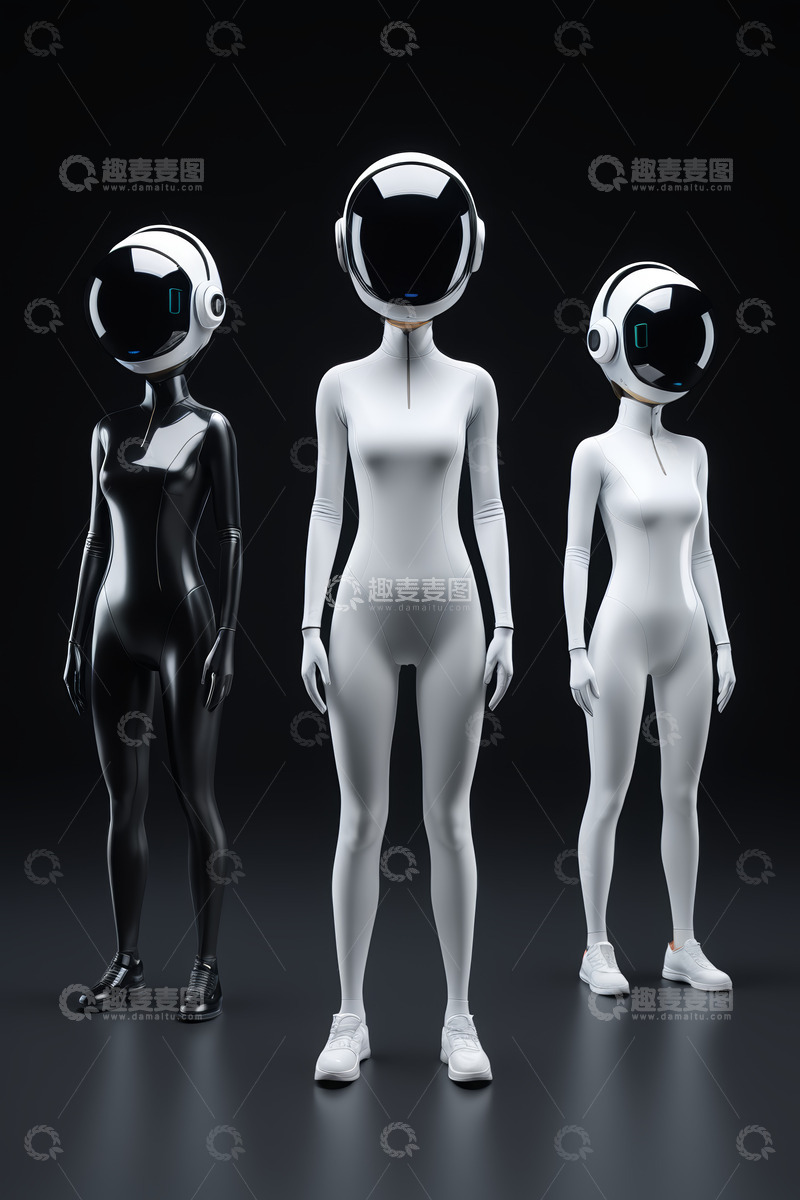 高清大图下载【趣麦麦图】三款未来风格机器人形象展示