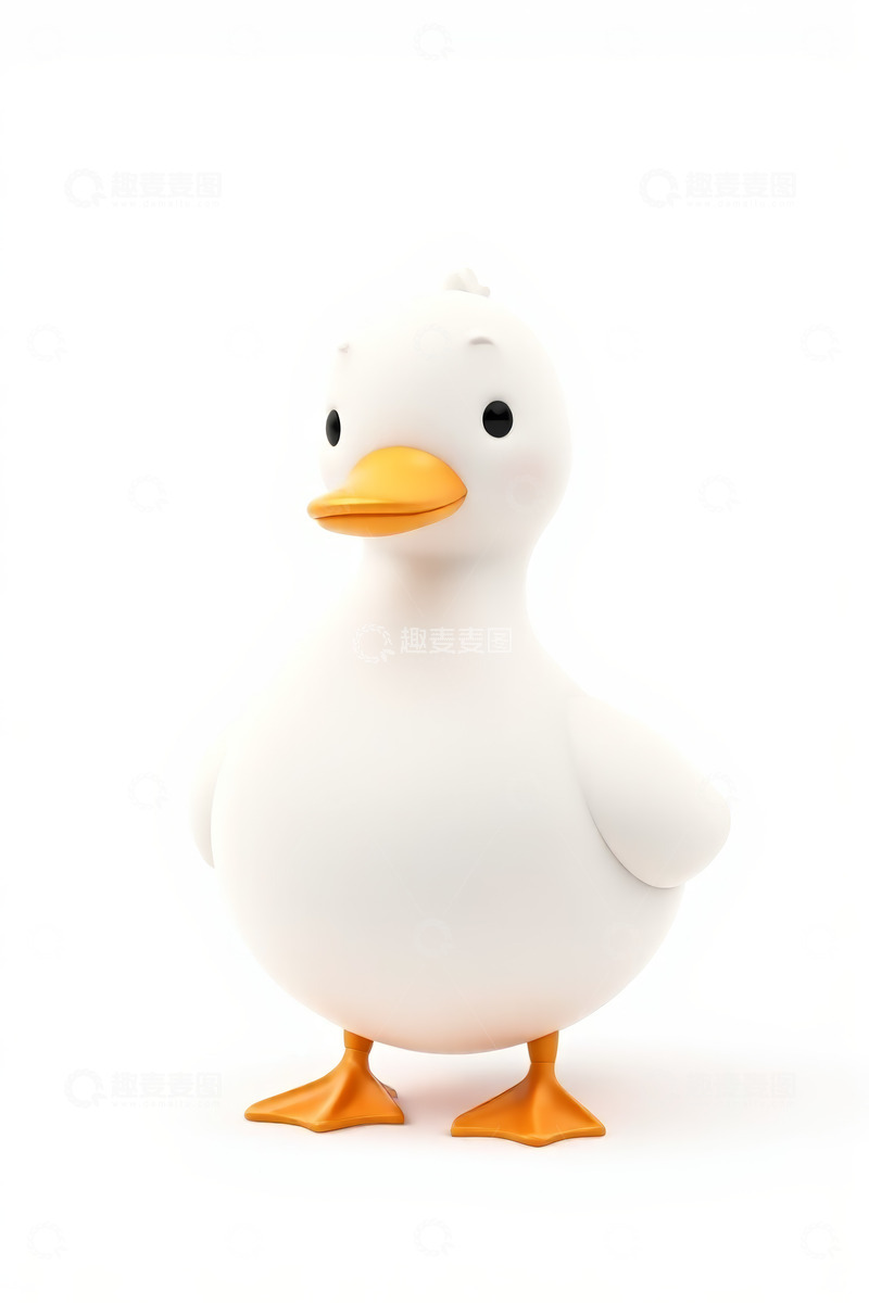 高清大图下载【趣麦麦图】-白色卡通鸭子形象