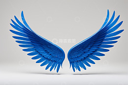 蓝色羽翼抽象设计素材