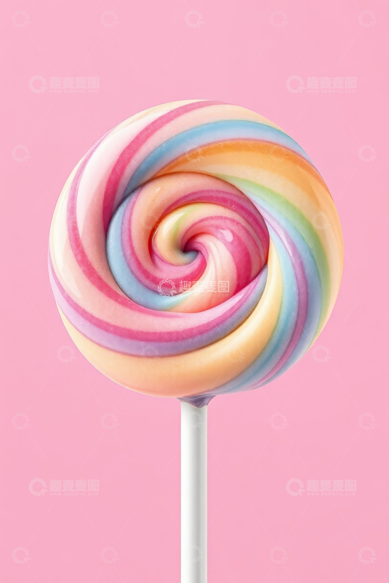 高清大图下载【趣麦麦图】彩色螺旋棒棒糖特写