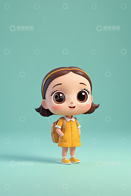 背书包的卡通小女孩形象