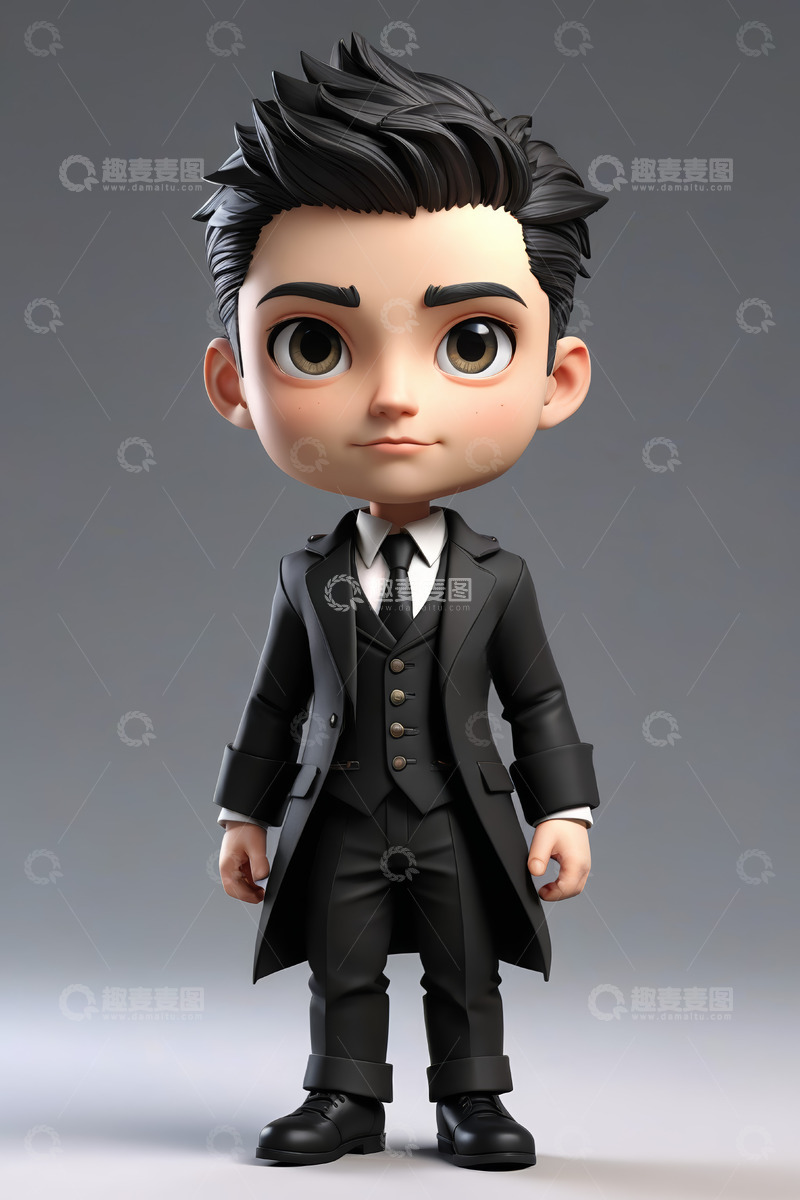 高清大图下载【趣麦麦图】卡通男孩商务正装形象