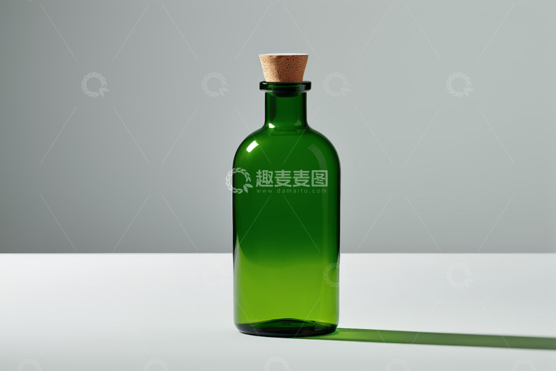 高清大图下载【趣麦麦图】绿色玻璃瓶配软木塞静物