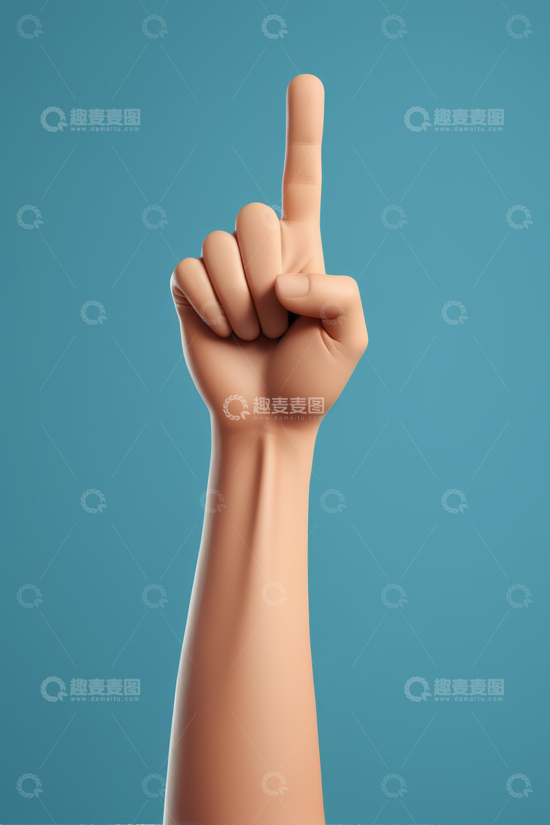高清大图下载【趣麦麦图】手竖起食指特写