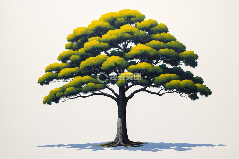 高清大图下载【趣麦麦图】单棵黄绿相间树木图像
