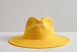 黄色宽檐帽特写素材