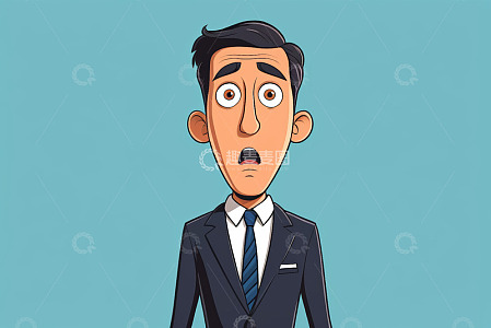 穿西装的卡通男子惊讶表情