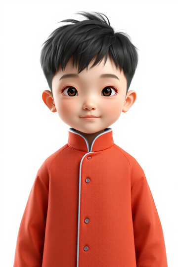 穿中式服装的小男孩肖像