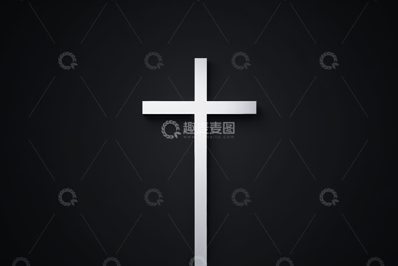 高清大图下载【趣麦麦图】黑色背景上的白色十字架