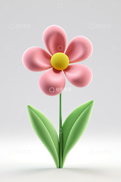 粉色卡通花朵3D模型