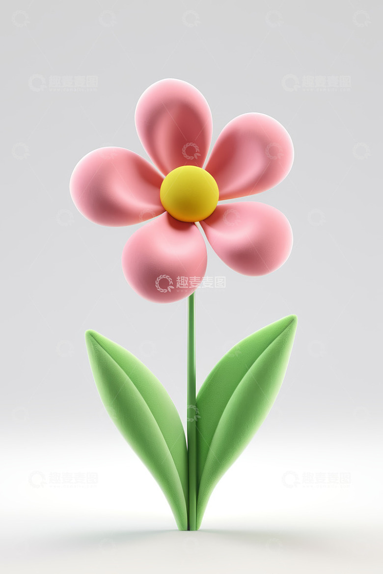 粉色卡通花朵3D模型