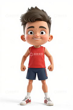 卡通男孩运动装扮形象