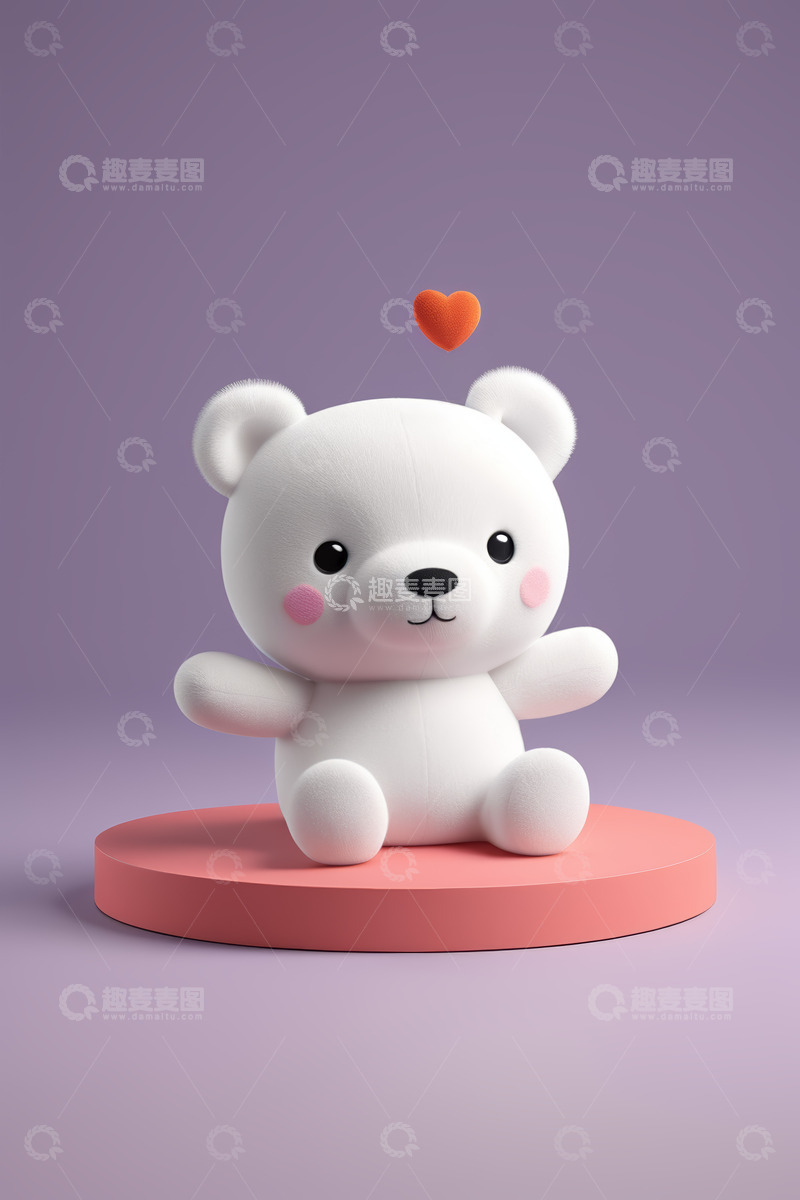 高清大图下载【趣麦麦图】可爱白色小熊玩具展示