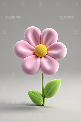 粉色卡通花朵3D渲染素材